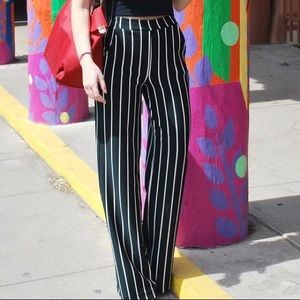 Bershka black striped high waisted flared pants